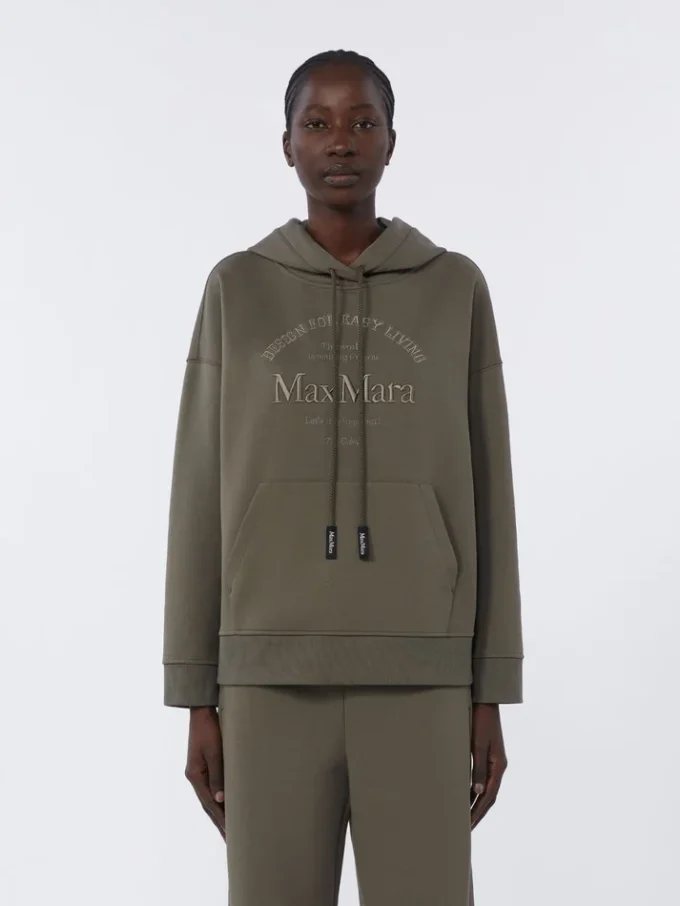 Teknisk sweatshirt i bomuldsjersey, khaki Teknisk sweatshirt i bomuldsjersey, khaki