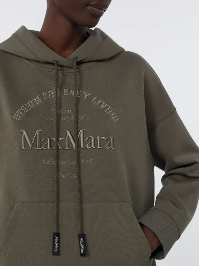 Teknisk sweatshirt i bomuldsjersey, khaki Teknisk sweatshirt i bomuldsjersey, khaki