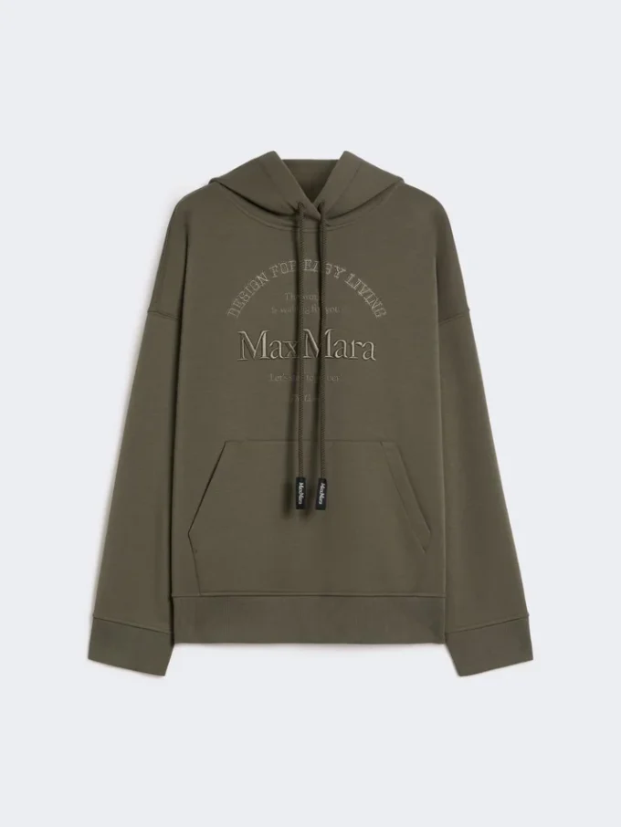 Teknisk sweatshirt i bomuldsjersey, khaki Teknisk sweatshirt i bomuldsjersey, khaki