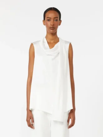 Top i silkesatin, hvid