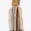 Top i trykt silkecrepe de chine, murstensrød Top i trykt silkecrepe de chine, murstensrød