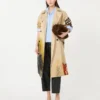 Trenchcoat i mønstret vandafvisende gabardine, skin orient Trenchcoat i mønstret vandafvisende gabardine, skin orient