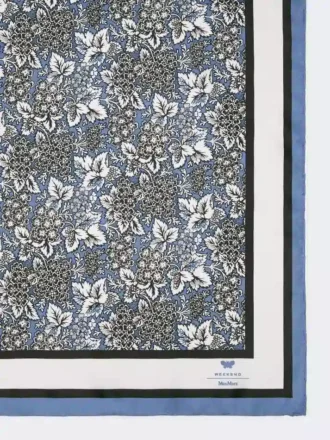 Trykt silkefoulard, kinesisk blå