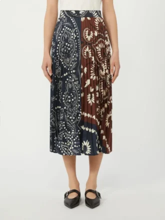 Twill-nederdel med print, tobak