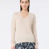 Uld- og kashmirtrøje, beige Uld- og kashmirtrøje, beige
