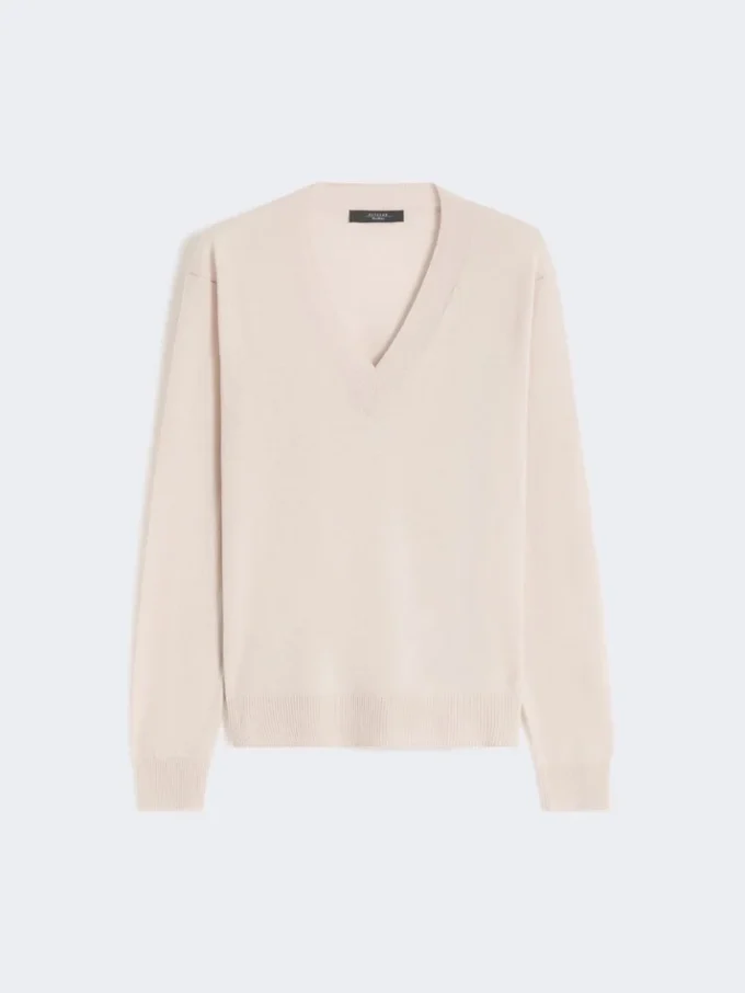 Uld- og kashmirtrøje, beige Uld- og kashmirtrøje, beige