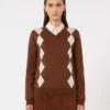 Uld- og silkesweater, chokolade