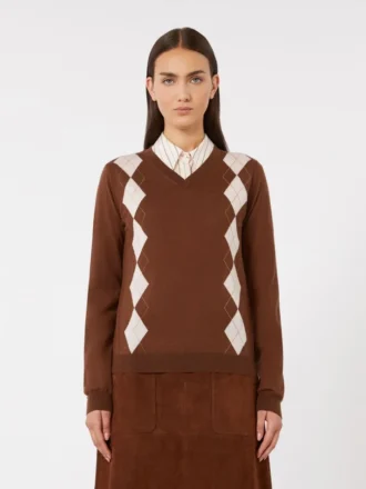 Uld- og silkesweater, chokolade