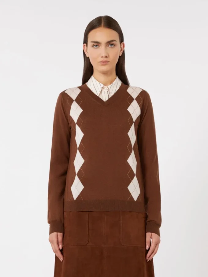 Uld- og silkesweater, chokolade