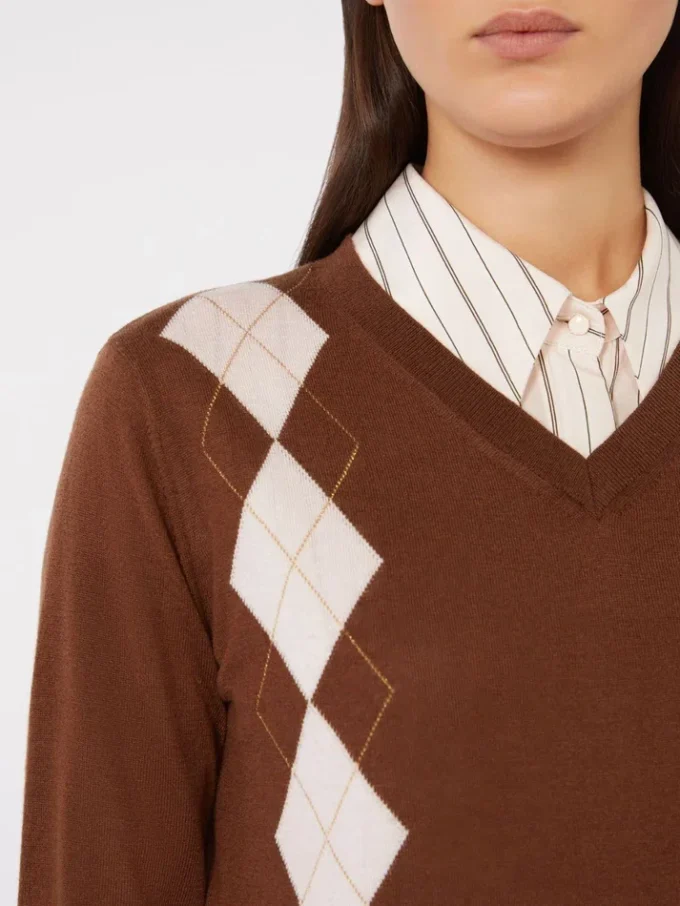 Uld- og silkesweater, chokolade