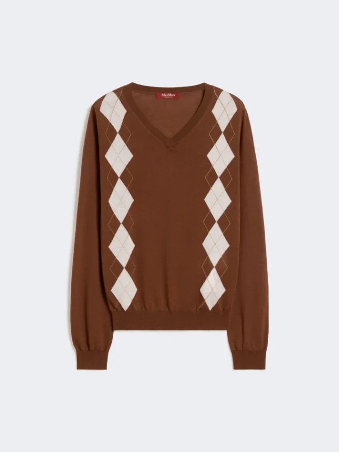 Uld- og silkesweater, chokolade