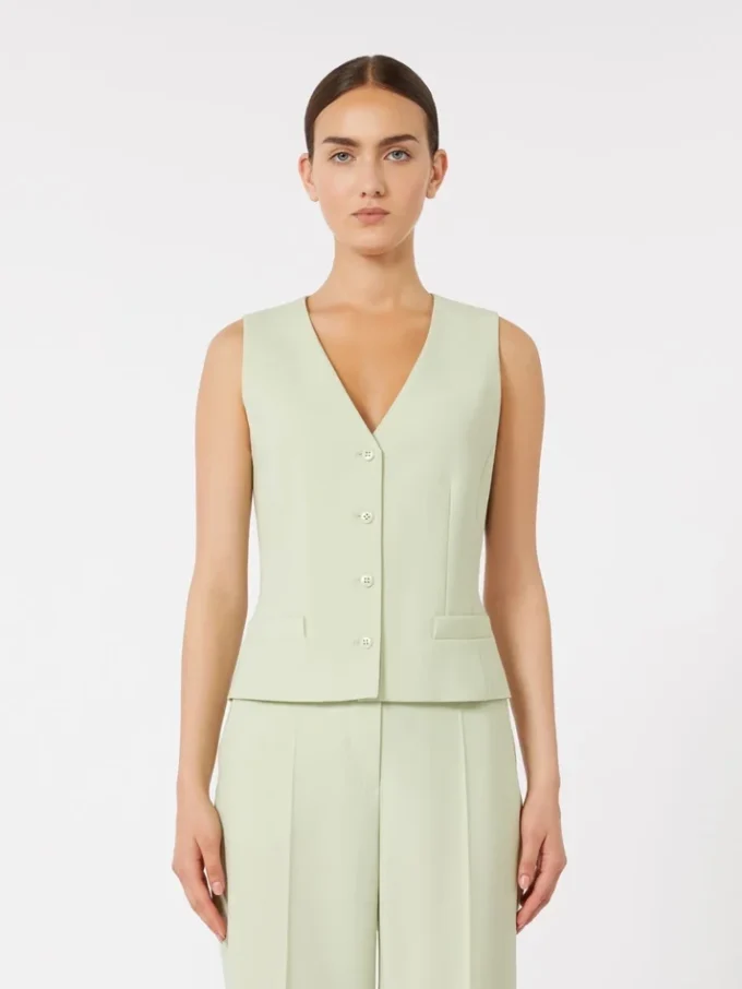 Uldcrepe-vest, grøn Uldcrepe-vest, grøn