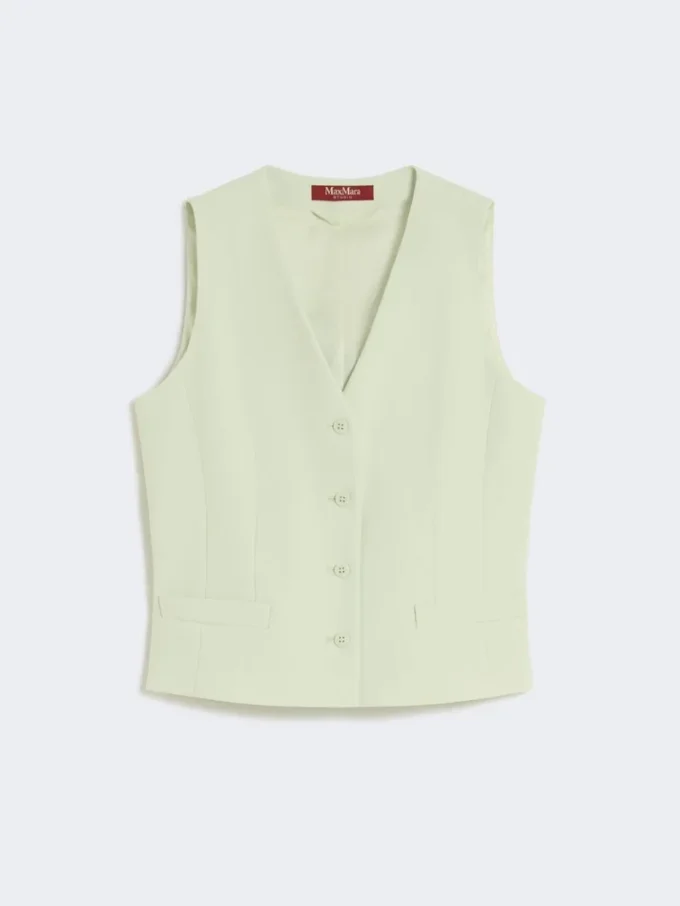 Uldcrepe-vest, grøn Uldcrepe-vest, grøn