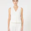 Uldcrepe-vest, hvid Uldcrepe-vest, hvid