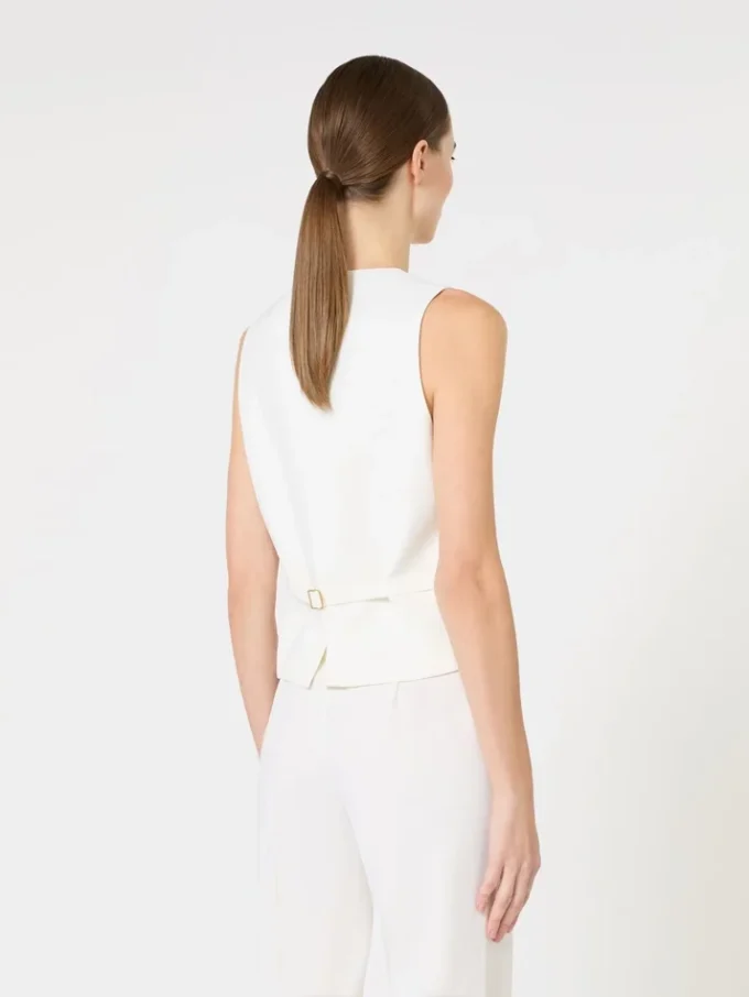 Uldcrepe-vest, hvid Uldcrepe-vest, hvid