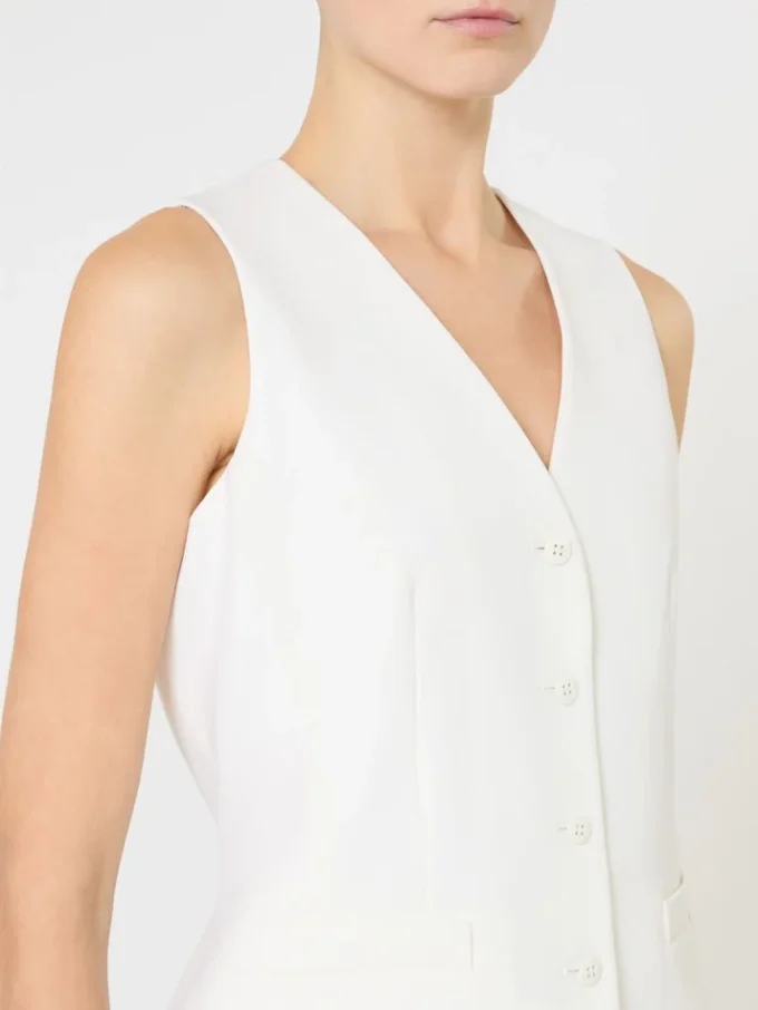 Uldcrepe-vest, hvid Uldcrepe-vest, hvid
