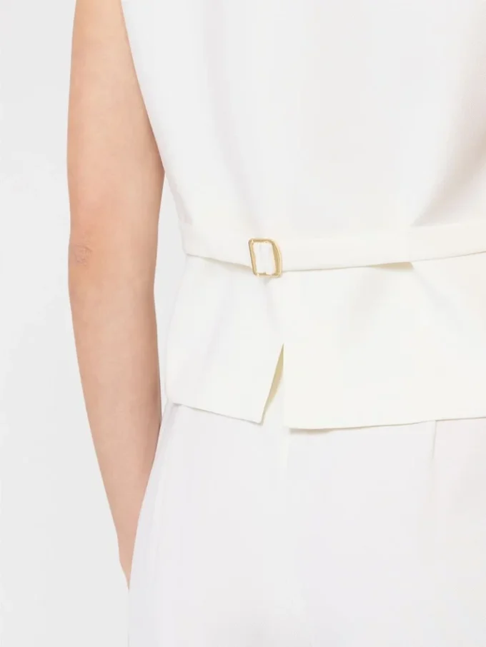 Uldcrepe-vest, hvid Uldcrepe-vest, hvid