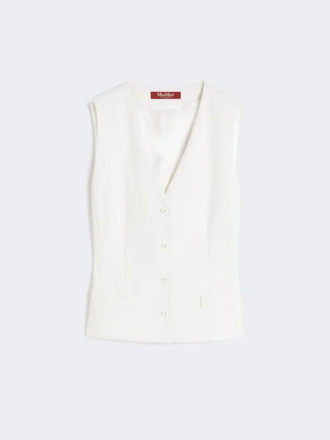 Uldcrepe-vest, hvid Uldcrepe-vest, hvid