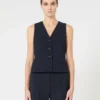 Uldcrepe-vest, marineblå Uldcrepe-vest, marineblå