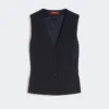 Uldcrepe-vest, marineblå Uldcrepe-vest, marineblå