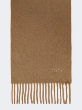 Uldtørklæde med broderi, brun Uldtørklæde med broderi, brun