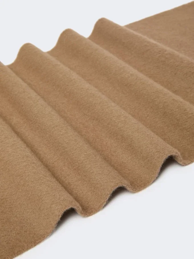 Uldtørklæde med broderi, brun Uldtørklæde med broderi, brun