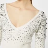 V-hals sweater i uld og kashmir, elfenben V-hals sweater i uld og kashmir, elfenben