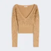V-hals sweater i uld og kashmir, kamel