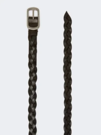 Vævet læderbælte, mørkebrunt Vævet læderbælte, mørkebrunt