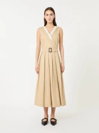 Vandafvisende gabardine-kjole, beige