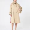 Vandafvisende gabardine-trenchcoat med print, blomme