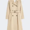 Vandafvisende gabardine-trenchcoat med print, blomme