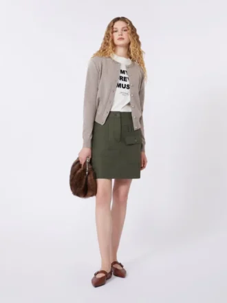 Vandafvisende mini-nederdel i canvas, khaki