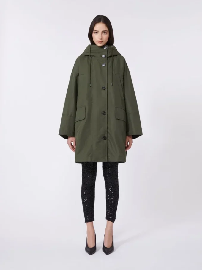 Vandafvisende parka i canvas, khaki Vandafvisende parka i canvas, khaki