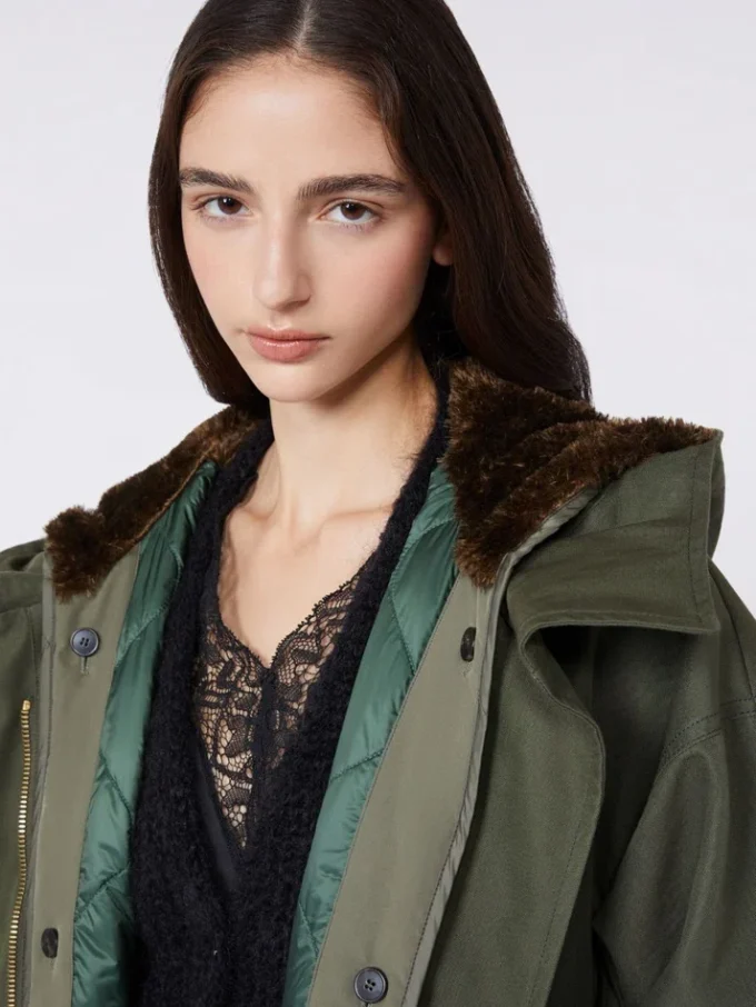 Vandafvisende parka i canvas, khaki Vandafvisende parka i canvas, khaki