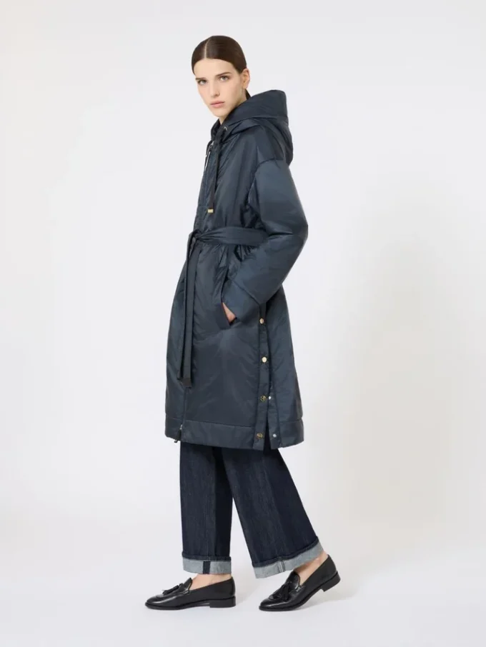 Vandafvisende, polstret parka i canvas, midnatsblå Vandafvisende, polstret parka i canvas, midnatsblå