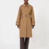 Vandafvisende trenchcoat i bomuldsblanding, brun Vandafvisende trenchcoat i bomuldsblanding, brun