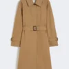 Vandafvisende trenchcoat i bomuldsblanding, brun Vandafvisende trenchcoat i bomuldsblanding, brun