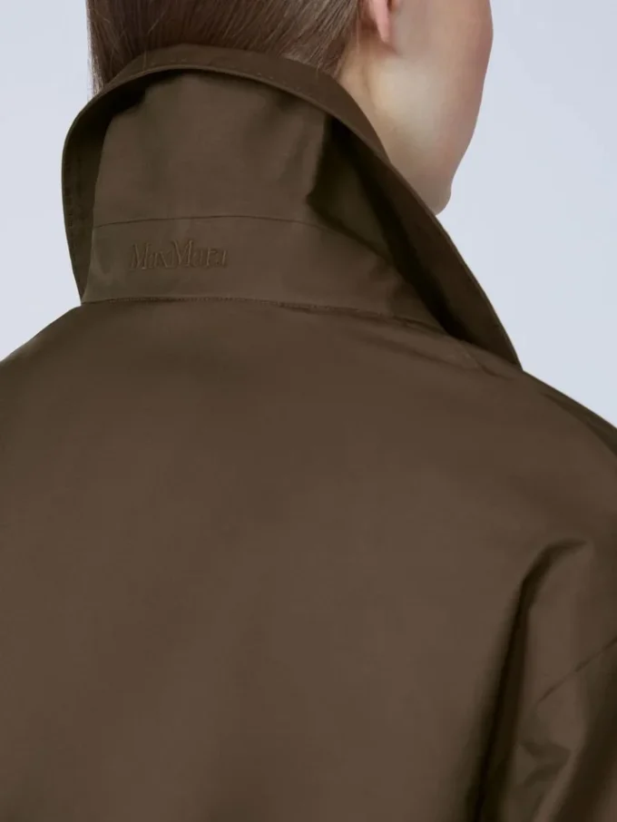 Vandafvisende trenchcoat i twill med bælte, chokolade Vandafvisende trenchcoat i twill med bælte, chokolade