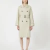 Vandafvisende trenchcoat i twill med dobbeltradet lukning, naturfarvet Vandafvisende trenchcoat i twill med dobbeltradet lukning, naturfarvet