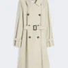 Vandafvisende trenchcoat i twill med dobbeltradet lukning, naturfarvet Vandafvisende trenchcoat i twill med dobbeltradet lukning, naturfarvet