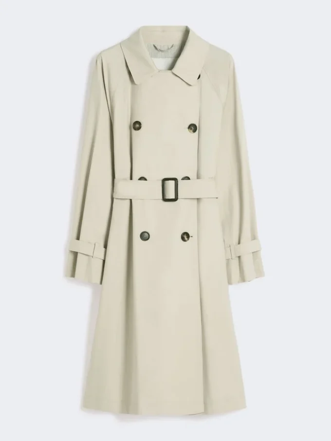 Vandafvisende trenchcoat i twill med dobbeltradet lukning, naturfarvet Vandafvisende trenchcoat i twill med dobbeltradet lukning, naturfarvet