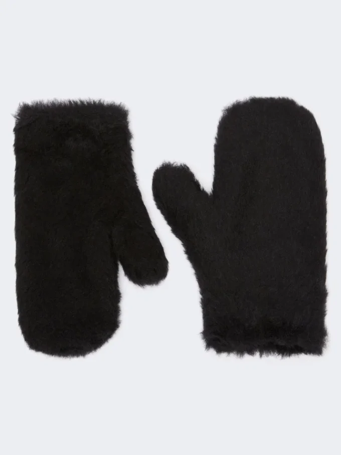 Vante i alpaca og uld-teddy, sort Vante i alpaca og uld-teddy, sort
