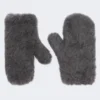 Vante i uld og alpaca-teddy, mellemgrå Vante i uld og alpaca-teddy, mellemgrå