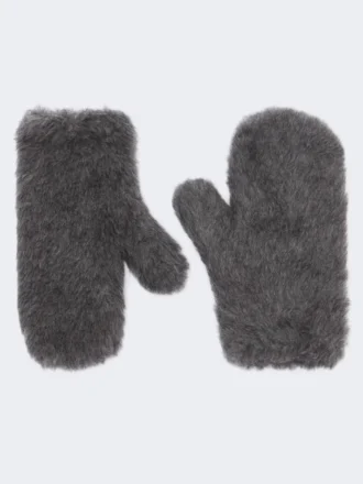 Vante i uld og alpaca-teddy, mellemgrå