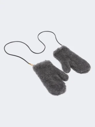 Vante i uld og alpaca-teddy, mellemgrå