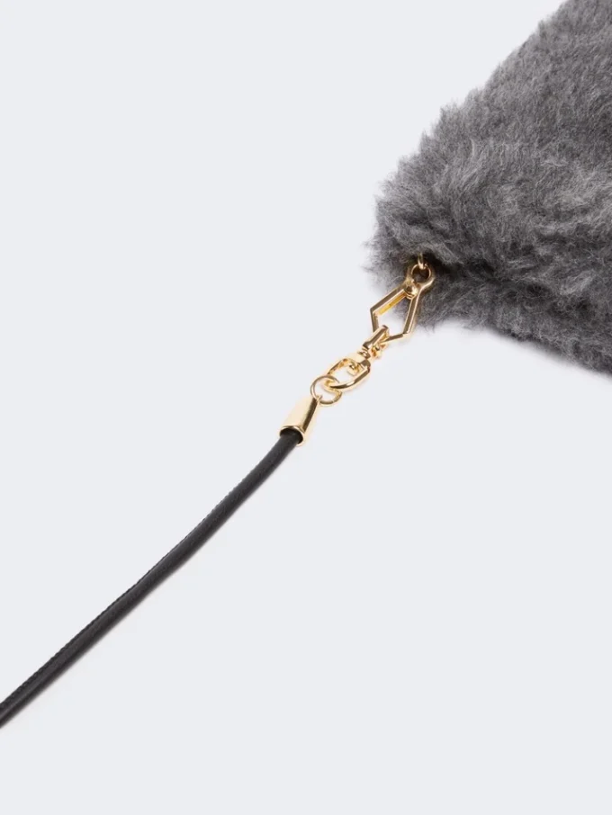 Vante i uld og alpaca-teddy, mellemgrå Vante i uld og alpaca-teddy, mellemgrå