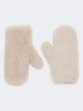 Vanter i alpaca og uld-teddy-stof, beige
