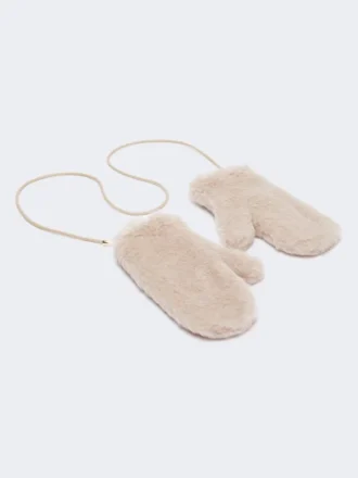 Vanter i alpaca og uld-teddy-stof, beige