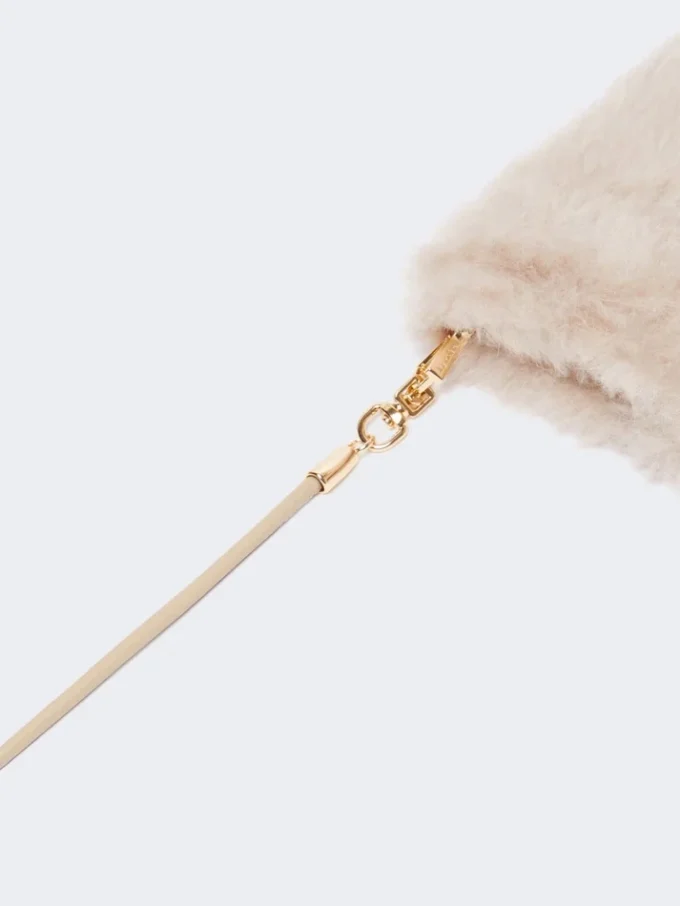 Vanter i alpaca og uld-teddy-stof, beige Vanter i alpaca og uld-teddy-stof, beige